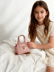 Kids Fashion Handbag Litchi Texture Crossbody Bag Mini Purse Princess Bag Gift Coin Purse Little Girl Bag PU Leather Gold Silver White Black Pink - Multicolor - View 13