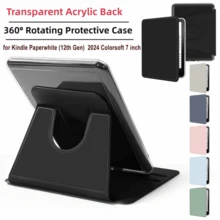 For Kindle Paperwhite (12th Generation) 2024 7 Inch E-Reader Case Magnetic Cover Acrylic Protective Shell Auto Wake/Sleep 360 Rotation Stand Cover - Multicolor - View 4