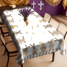 1/20pcs Easter Spring Theme Tablecloth, Rabbit Pattern Tablecloth, Rectangular Polyester Tablecloth, Easter Tablecloth Decor, Home Decor, Indoor Outdoor Holiday Party Decor, Easter Decoration, Easter Gift - Multicolor - View 7