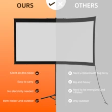 XBJ [Pantalla de proyector de 72" con soporte] Kit de pantalla de proyección portátil que incluye trípode ajustable y bolsa de transporte | Pantalla de proyección HD 16:9 antiarrugas de doble cara para uso en exteriores, cine en casa, campamento y fiestas | Diseño plegable de montaje instantáneo para proyector - Solución completa de pared de video - Pantalla 16:9 de 100 pulgadas con soporte [compatible con montaje en pared/posición vertical] - Ver 7