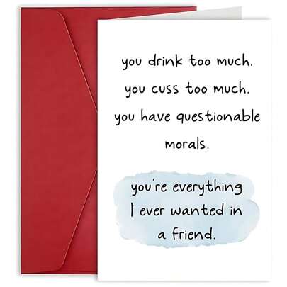 1 Pc Funny Birthday Greeting Card For Friend Best Friend Women Men BBF With Humorous Friendship Design Youre Everything I Ever Wanted In A Friend For Family Friends Couples Colleagues Perfect For Birthday Christmas Thanksgiving Wedding Parties Any Occasions Use As Christmas Card Birthday Card Invitation Card Thank You Card Gift Card