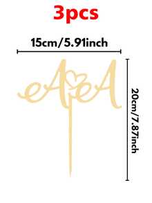 Customized Wedding Cake Topper With Customizable Text, Bride And Groom Wedding Commemorative Decorations, 1/3/5 Pieces Multiple Sizes - Normal - View 12