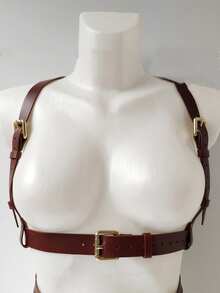 1 Bộ Dây Đeo Ngực Eo Đùi Màu Cà Phê Thời Trang Cho Nữ, Thích Hợp Cho Trang Phục Tối Màu, Tiệc Tùng, Giáng Sinh, Phụ Kiện Halloween - Cà phê nâu - Xem 6