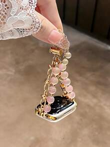 1条女士金色猫眼石手链金属表带,兼容38/40/41/42/44/45/46/49mm表带,适用于Ultra/SE/10/9/8/7/6/5/4/3/2/1等型号手表。 - 金粉貓眼 - 查看 4