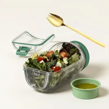 Leak-Proof Salad Container With Side Opening | Microwave, Dishwasher, Fridge - Sealed Lid, Polypropylene Material, Suitable For Lunch, Meal Prep, Travel - Multicolor - View 2
