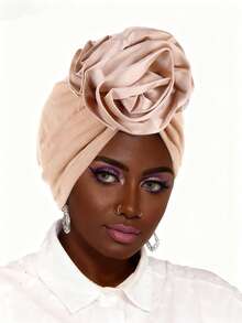 1pc New Satin Floral Headscarf Hat With Applique - Multicolor - View 6