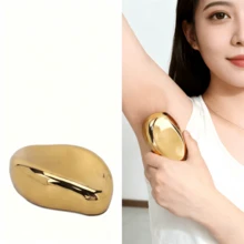 Un dispositivo de depilación de oro reutilizable, un dispositivo de depilación de cristal adecuado tanto para hombres como para mujeres, exfoliación indolora, depilación física, un dispositivo de depilación de cristal adecuado para uso durante todo el año, depilación indolora. - Dorado - Ver 3