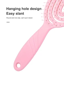1支装舒缓按摩发梳，柔性镂空梳，抚平头皮造型梳，女士卷发造型工具 - 粉色 - 查看 5