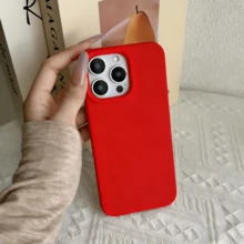 Bright Red TPU + Liquid Silicone Phone Case - Anti-Yellowing And Soft Protection Compatible With IPhone - Red - View 4