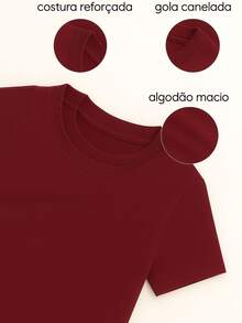 Camiseta Feminina Academia GYM Blusa 100% Algodão Camisa Gola Redonda - Vermelho - Visão 2