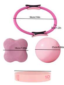 女士套装 - 包括防爆健身球、阻力带、指环和气泵，一套完整的家用健身器材，用于盆底肌训练、核心力量、平衡和塑形；可调节阻力带、防滑指环、便携包、耐用健身器材、改良器械、孕期/产后恢复、健身房、居家、旅行 - 适合初学者和健身爱好者 - 彩色 - 查看 10