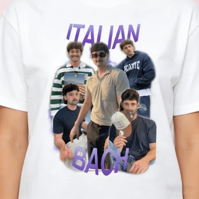 Unisex Italian Bach And Isaac Baroque Music T-Shirt - Black With Bach Signature & Italian Lettering - Soft Breathable Vintage Classical Composer Attire