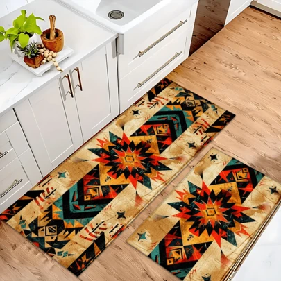1pc Pattern Printed Rug, Faux Wool Mat - Highly Absorbent, Easy To Clean, Suitable For Home Decor, Farmhouse, Entryway, Indoor, Room, Kitchen, Dining Room, Small Office/Home Office, Sink, Laundry Room, Doormat, Kitchen Mat, Anti-Slip Mat