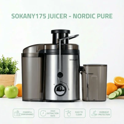 SOKANY 500W Independent Centrifugal Juicer, Dual Speed Settings. Wide Chute Fits Whole Fruits & Vegetables, Easy To Operate And Clean. Suitable For Home, Restaurant, Kitchen To Make Juice And Puree.