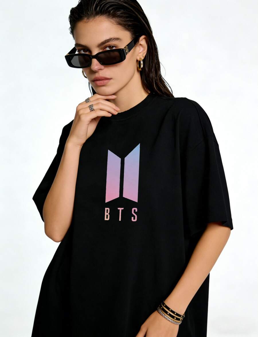 K-Pop B TS Bangtan Boy  Fan Short Sleeve T-Shirt Crew Neck Casual Graphic Tees For Teens Adults Soft Comfortable Concert Wear Daily Outfits Ideal Gift For Music Lovers - đen1 - Xem 1