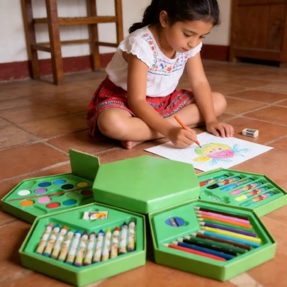 Kit Completo de Dibujo y Arte Educativo 46 Piezas Caja de Regalo 4 Capas | Cepillo de Agua Lápices Acuarela Crayones Marcadores Bolígrafos de Grafiti de Colores | Impermeables Alta Capacidad de Color Dibujo Sin Absorber Papel | Regalo Perfecto para Estudiantes Vuelta al Cole Colección de Arte Bricolaje