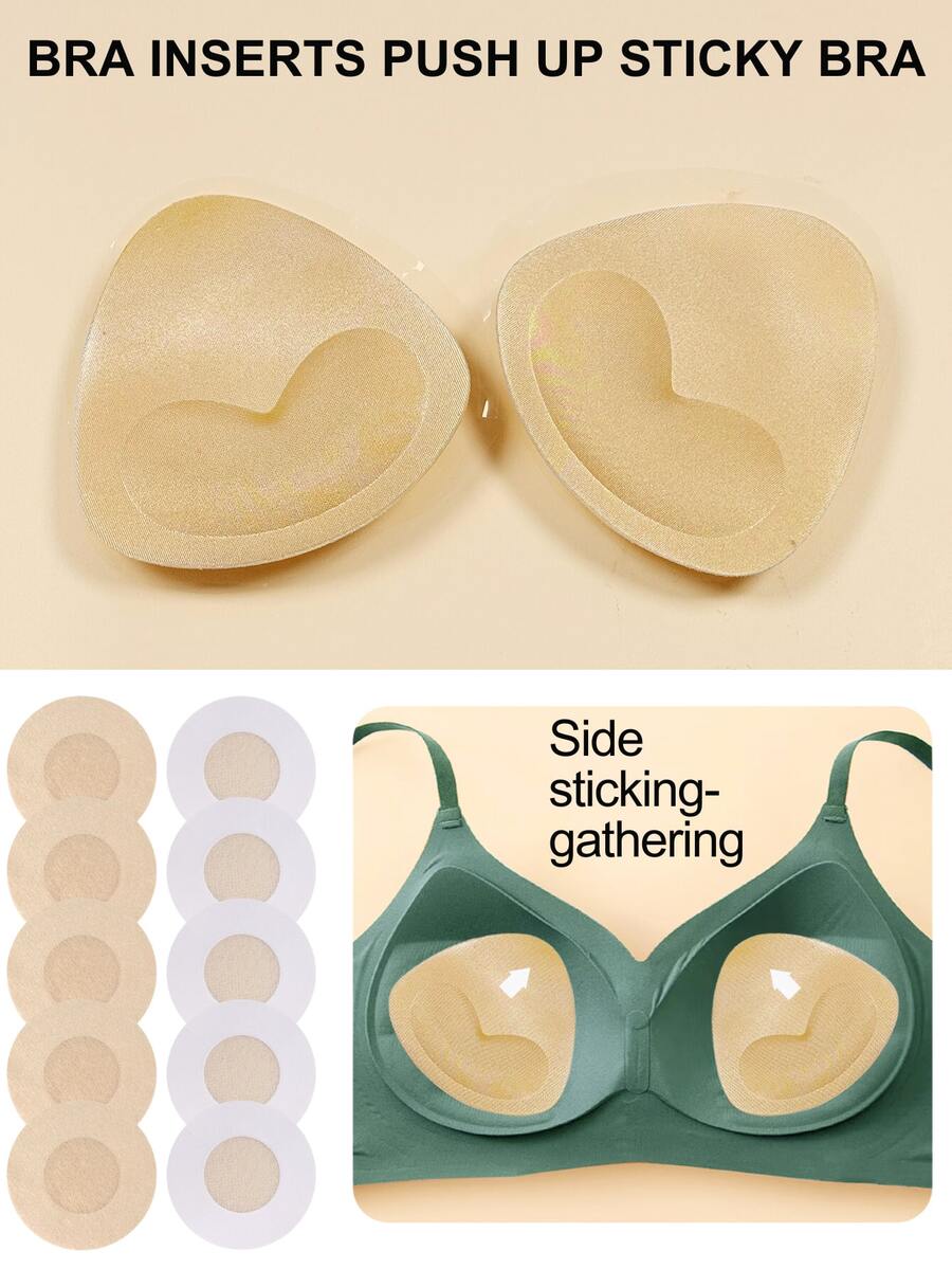 1 件比基尼文胸，带海绵垫 + 10 个无纺布胸垫，加厚透气，自粘防滑，上托胸部支撑文胸垫。 - 彩色 - 查看 1