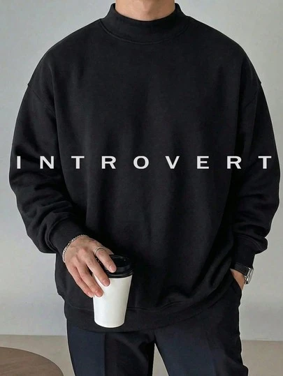 Sudadera con capucha alta y cálida para hombres, de unicolor y estilo minimalista, adecuada para combinar con vaqueros para el uso diario