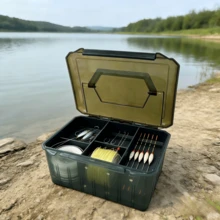 2-częściowa, duża, pojemna skrzynka na sprzęt wędkarski – wytrzymały materiał, służy do przechowywania haczyków, przynęt i przynęt, z regulowanymi przegródkami, przezroczysta - Wielokolorowe - Zobacz 5