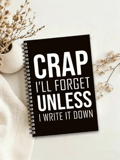 Cuaderno de espiral de 120 páginas con citas humorísticas - "Si no lo anoto, lo olvidaré" - Tapa blanda, blanco y negro, regalo de oficina divertido para compañeros de trabajo, jefes y miembros del equipo - Diario de productividad y relajación para el lugar de trabajo, temporada de regreso a clases