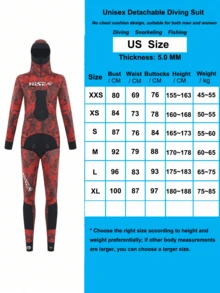 HISEA 5mm Thick Neoprene Diving Suit, Unisex Warm Wetsuit, Women's Separate Style Cold-Proof Fishing Suit, Men's All-Season Warm Snorkeling Swimwear Set - Red - View 18