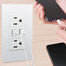 Contacto Eléctrico De Pared Con Puertos USB Integrados Tomacorriente Doble Con Cargador USB Para Celular Tablet Dispositivos Electrónicos Enchufe De Corriente Con Salida USB Para Hogar Oficina Cocina Recámara Sala Estudio Contacto Moderno Empotrable Para Pared Con Diseño Minimalista Blanco Compatible Con Cables USB Carga Directa Sin Adaptador Ideal Para Cargar Teléfonos Inteligentes Audífonos Bocinas Relojes Inteligentes Y Accesorios Electrónicos Ahorro De Espacio Enchufe Multifuncional Para Uso Doméstico Y Profesional Tomacorriente Con Puerto USB De Carga Rápida Instalación Empotrada Para Casa Departamento Negocio Hotel Consultorio Escritorio Estación De Trabajo Contacto De Luz Con USB Integrado Práctico Para Muebles Paredes Y Encimeras Uso Diario Solución Funcional Para Conectar Y Cargar Dispositivos Al Mismo Tiempo Diseño Discreto Elegante Y Funcional Para Interiores - Tipo de Enchufe A USA (110-127V) - Ver 4