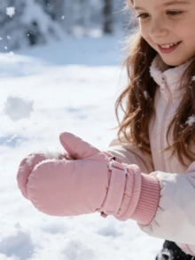 1 Pair Thick Solid Color Cute Soft Warm Waterproof Kids Winter Gloves - Multicolor - View 4