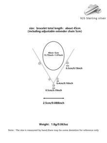 925纯银星空闪亮锆石项链锁骨链可叠戴低敏材质情人节礼物日常派对 - 銀色 - 查看 2