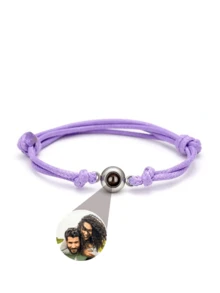 Pulsera trenzada con proyección de foto y dibujos animados personalizable | Diseño de cordón multicolor ajustable | Joyería conmemorativa personalizada | Ideal para parejas, regalos festivos y uso diario - Multicolor - Ver 20