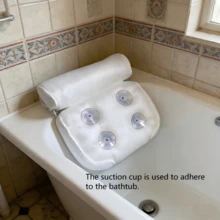 浴缸枕，支撑颈部、头部和背部，配有防滑吸盘和透气网布 - 白色 - 查看 6