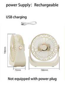 Ventilador de escritorio, ventilador de circulación de aire pequeño para oficina, dormitorio, cama, montado en la pared, uso doméstico, silencioso, recargable - Multicolor - Ver 10