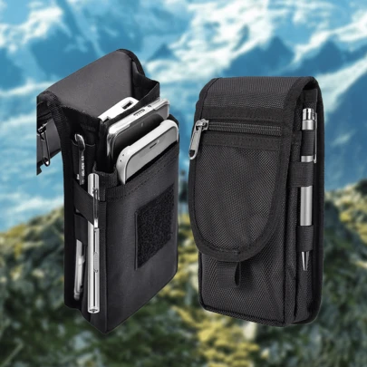 1pc Portable Storage Bag, Outdoor Phone Pouch, Flip Cover Waist Bag For Middle-Aged & Elderly Men, 6.3 Inch