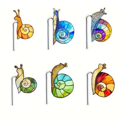 6pcs Acrylic Snail Planter Decor, Pot Ornaments, Suitable For 11 Festivals, Top Choice For Spring Flower Pot Decoration