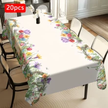 1/20 piezas Mantel con tema de Pascua, mantel con patrón de flores y huevos de Pascua con conejitos, mantel de Feliz Pascua, decoración de mesa de comedor con tema de primavera, decoración del hogar, regalo de Pascua - Multicolor - Ver 17