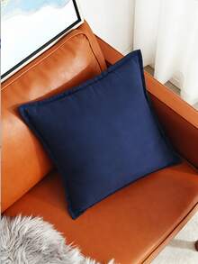 1 件纯色海军蓝抱枕套，带滚边和拉链，单色天鹅绒枕套，可用作床头靠垫、沙发靠垫，尺寸：45*45cm、30*50cm、40*40cm、50*50cm。 - 藏蓝色 - 查看 6