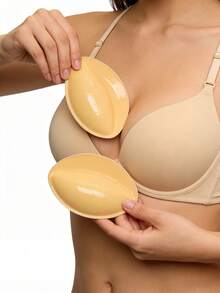 1 Pair Double-Sided Reusable Self-Adhesive Bra Pads, Thickened Invisible Bra Inserts, Waterproof For Swimming - Multicolor - View 2