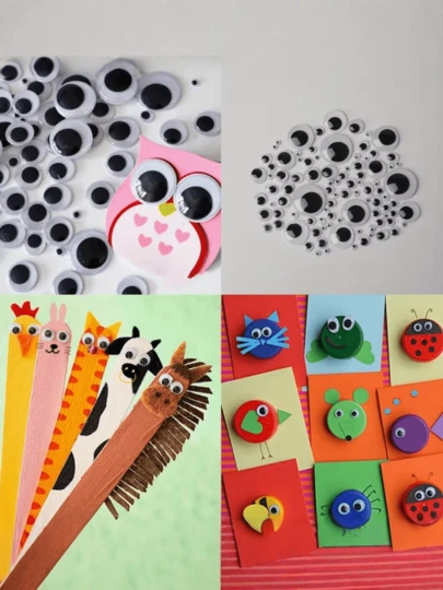 自粘黑白活动眼珠贴纸，多种尺寸可移动眼珠，方便手工制作，适用于剪贴簿、卡片等，用途广泛，趣味十足，是手工制作的必备品。