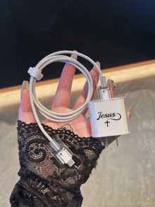 四合一十字字母设计充电保护壳及线缆整理套装 - 含20W/18W适配器、适配器盖，兼容 11/12/13/14/15/16/13 Pro Max/16 Pro Max/17 Pro Max/15 Pro Max/17/16 Pro Max - 無色 - 查看 2