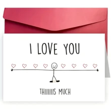 1张趣味心形“我爱你这么多”卡片，适合母亲节、情人节、圣诞节、生日等场合，向妈妈、朋友、丈夫、男友、妻子、女友、家人、兄弟姐妹、父母、伴侣、同事、同学、爱人和挚友表达爱意。圣诞礼物。 - 彩色 - 查看 21