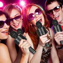 Micrófono de mano inalámbrico: ¡el regalo perfecto! Micrófono de karaoke inalámbrico con Bluetooth, ideal para niños y niñas de 4 a 12 años. También es ideal para regalar en Navidad. Perfecto para karaoke, fiestas, en familia, cantar en viajes, grabar instrumentos, entrevistas, discursos, etc. - Dorado - Ver 7