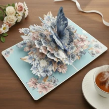 1张3D立体蝴蝶贺卡 - 适合送给妻子、丈夫、女友、妈妈、爸爸、父母（生日、祝贺、感谢、周年纪念） - 彩色 - 查看 4