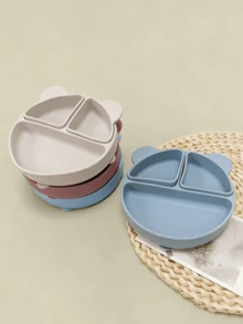 3pcs Baby Feeding Essentials Set | 6+ Months Self-Feeding 3-In-1 Silicone Divided Plate | Leak-Proof & Easy To Clean | Dishwasher & Oven - Multicolor - View 4