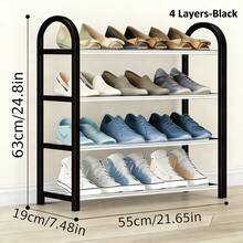 4 Tier Shoe Cabinet, Adjustable Freestanding Shoe Organizer, Stainless Steel Metal Plastic Shoe Rack For Entryway Shoe Storage & Closets, Sturdy Rack Holds 16-20 Pairs, Space-Saving Easy To Install For Hallway Wardrobe Door Bedroom Dorm - 黑色 - 查看 12