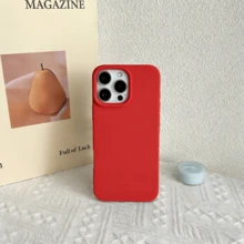 Bright Red TPU + Liquid Silicone Phone Case - Anti-Yellowing And Soft Protection Compatible With IPhone - Red - View 2