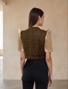 Emile Floral Print Ruffle Trim Short Sleeve Women Cardigan, Spring/Summer - Brown - View 4