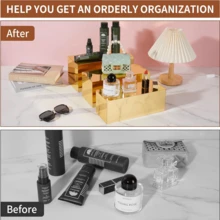 Golden Acrylic Display Box, Suitable For Restaurant Dining Tables, Living Room Coffee Tables, Balcony Tea Tables, Displaying Desserts/Drinks/Small Ornaments, Filling The Atmosphere Of Family Gatherings/Friends' Parties, With Neat And High-End Desktop Display. - Gold - View 6