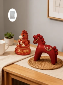 创意小马造型硅胶蜡烛装饰品模具，DIY香薰蜡烛石膏装饰品模具，手工马形艺术品模具，专为亲子DIY时光设计，易于脱模，适合新手和经验丰富的DIY蜡烛爱好者。 - 小馬-模具 - 查看 1