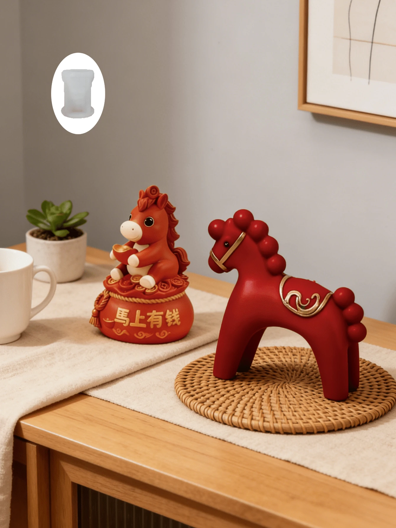 创意小马造型硅胶蜡烛装饰品模具，DIY香薰蜡烛石膏装饰品模具，手工马形艺术品模具，专为亲子DIY时光设计，易于脱模，适合新手和经验丰富的DIY蜡烛爱好者。 - 小馬-模具 - 查看 1