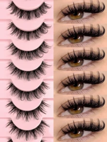10 Pairs False Eyelashes Clear Band Wispy Messy Natural Look Faux Mink Lashes Like Eyelash Extension Fluffy Transparent Band Cat Eye Natural Makeup Effect Suitable For Everyday Wear Holiday Wear And Parties - Natural Lashes - View 2