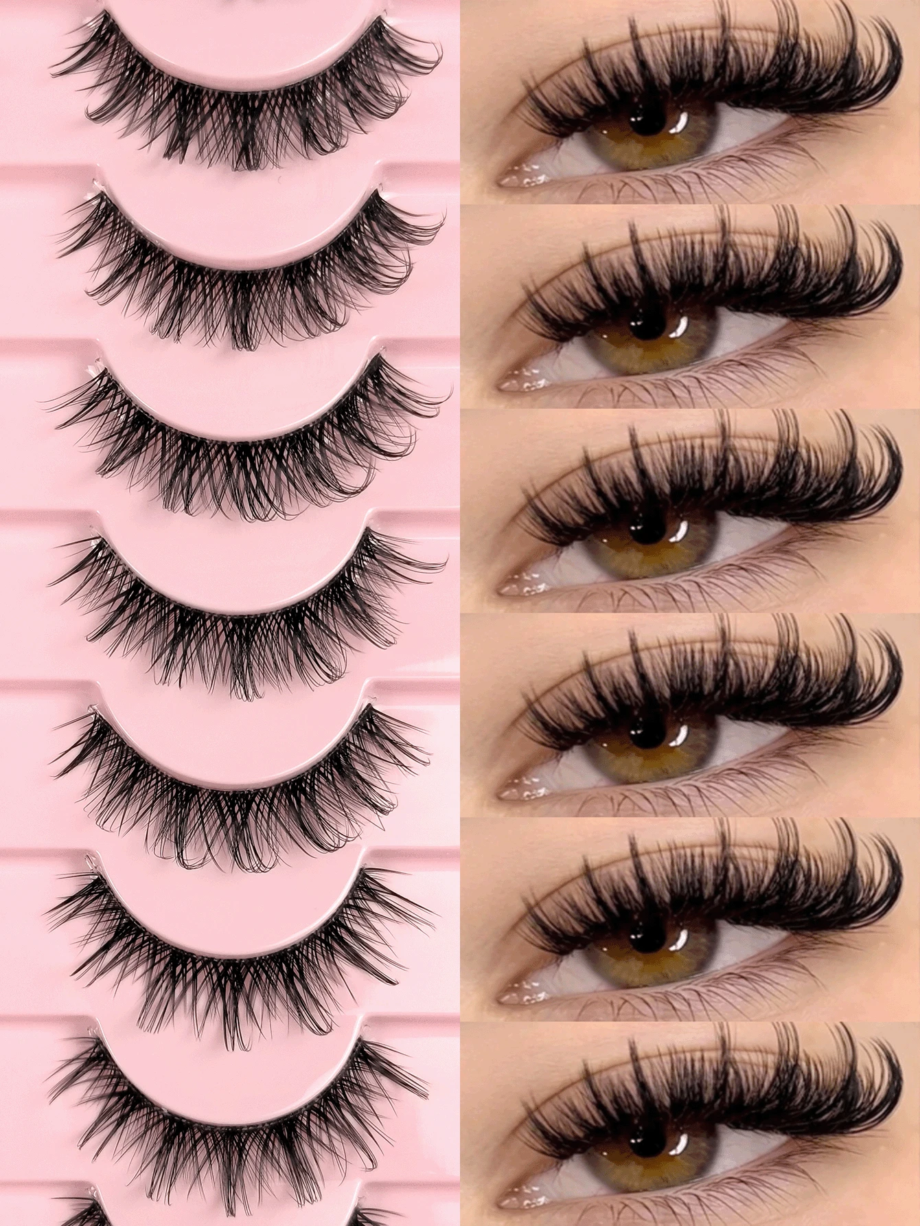10 Pairs False Eyelashes Clear Band Wispy Messy Natural Look Faux Mink Lashes Like Eyelash Extension Fluffy Transparent Band Cat Eye Natural Makeup Effect Suitable For Everyday Wear Holiday Wear And Parties
